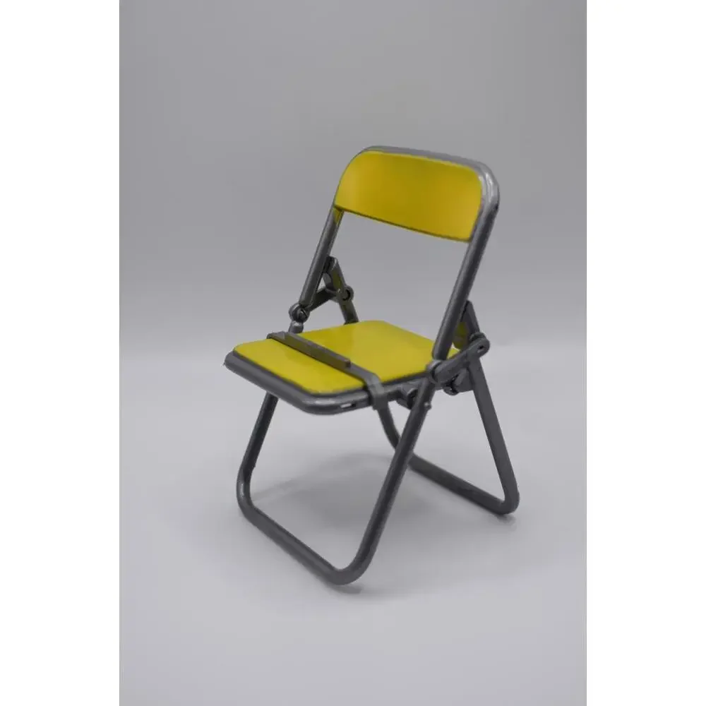 Mini Folding Chair Phone Stand, Yellow & Silver Novelty Holder